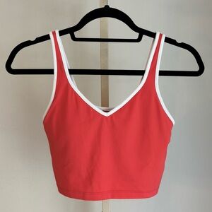 OFFLINE By Aerie Real Me Low Key Longline Sports Bra in Resort Red, Size Small